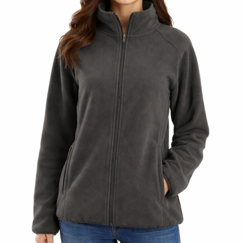 Gray Fleece Jacket Women’s Medium Full Zip Hiking Coat NWOT